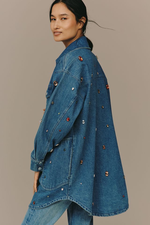 The Tillie Jeweled Denim Shacket by Pilcro #1