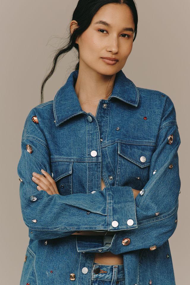 The Tillie Jeweled Denim Shacket by Pilcro #3