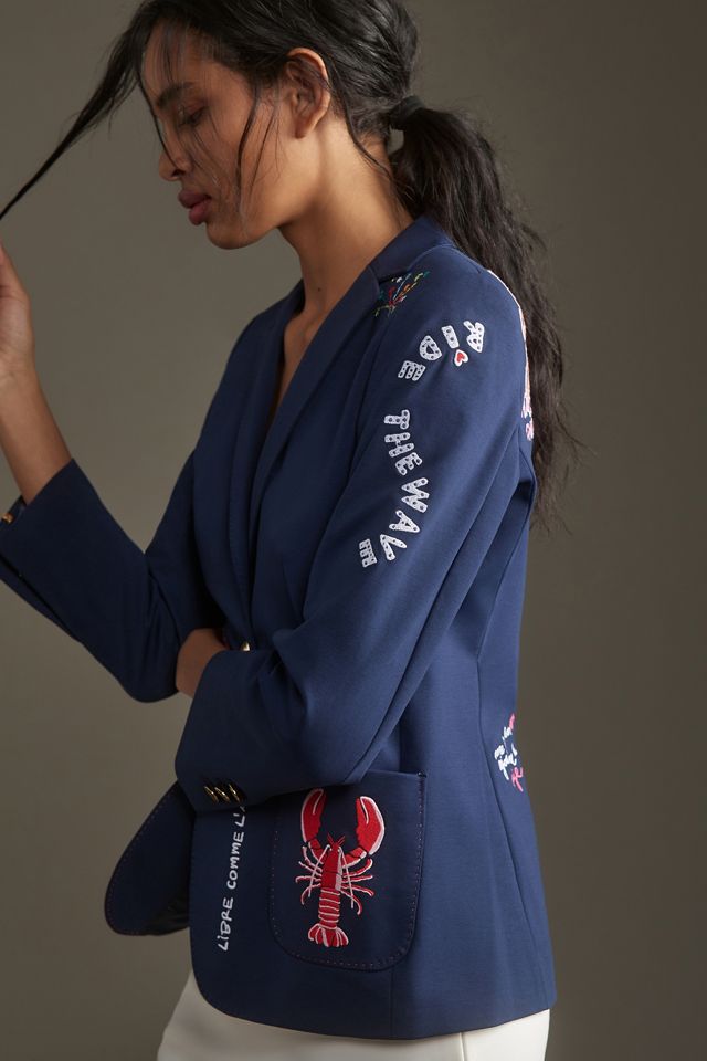 Vilagallo Harlow Embroidered Blazer #3