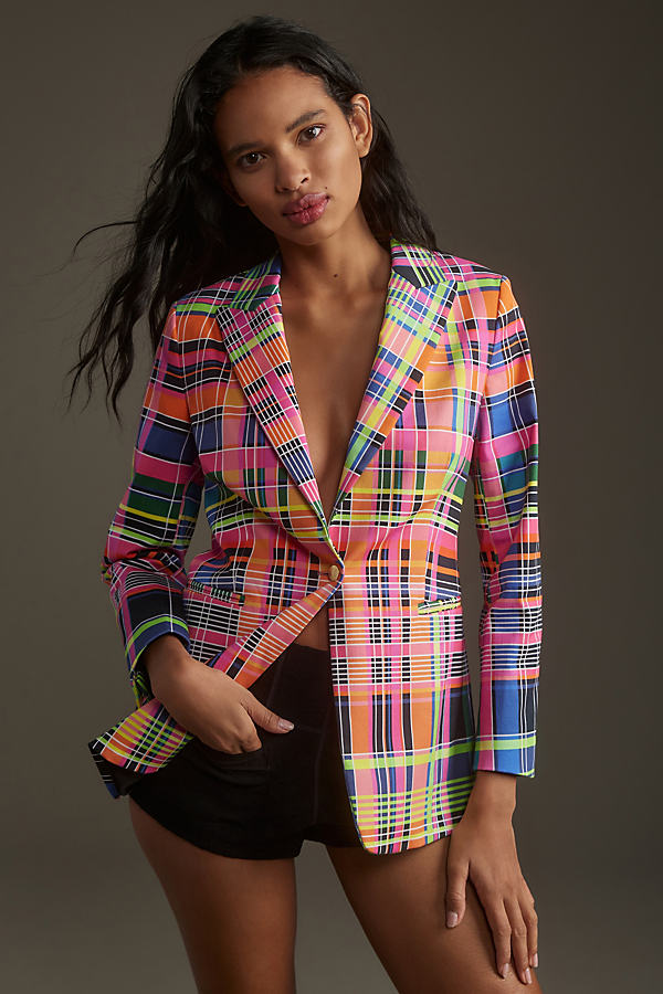 Vilagallo Sophia Plaid Blazer Jacket In Multicolor