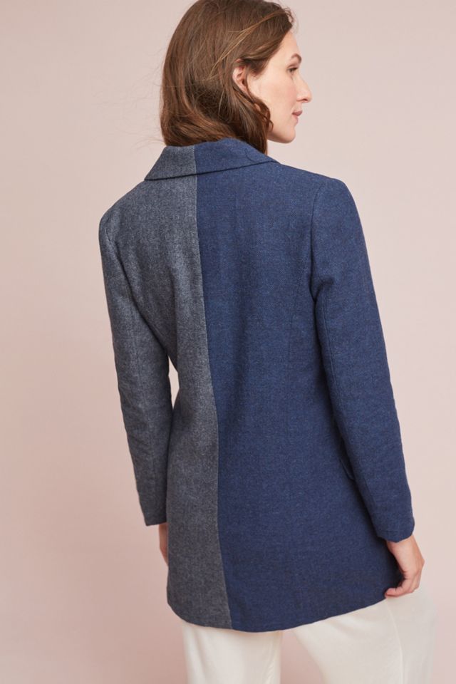 Colorblock Tie-Front Long Blazer #3