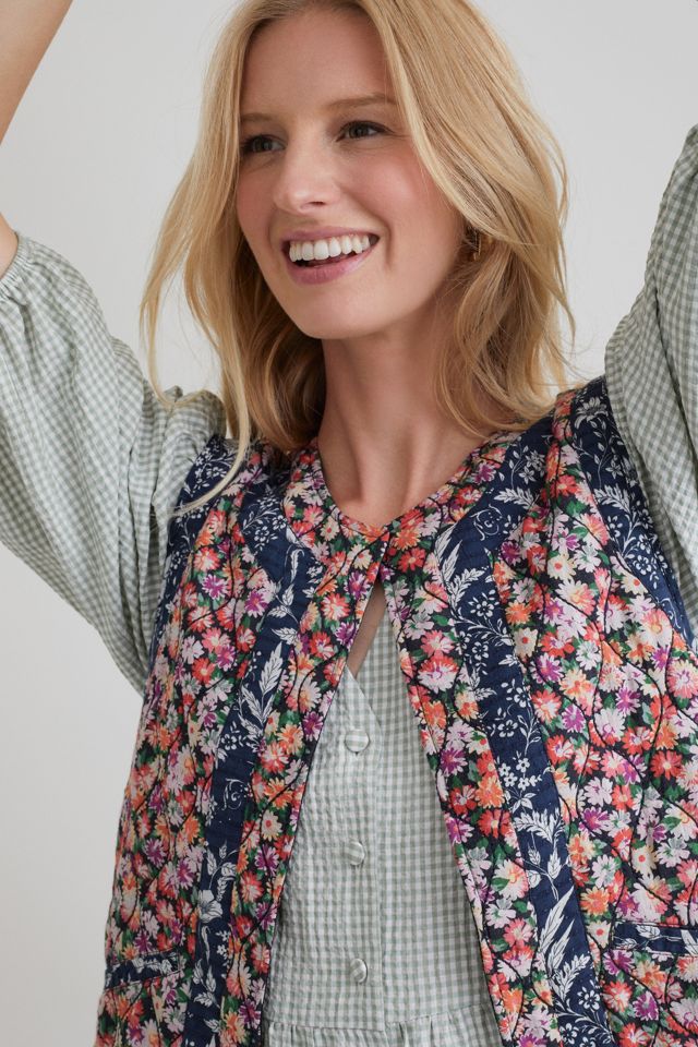 Mixed-Print Quilted Waistcoat | Anthropologie UK