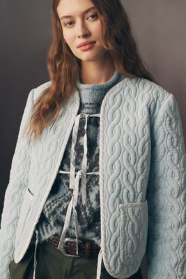 Forever That Girl Quilted Velvet Tie-Front Jacket