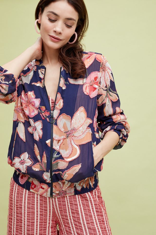 Embellished Floral Bomber Jacket #1
