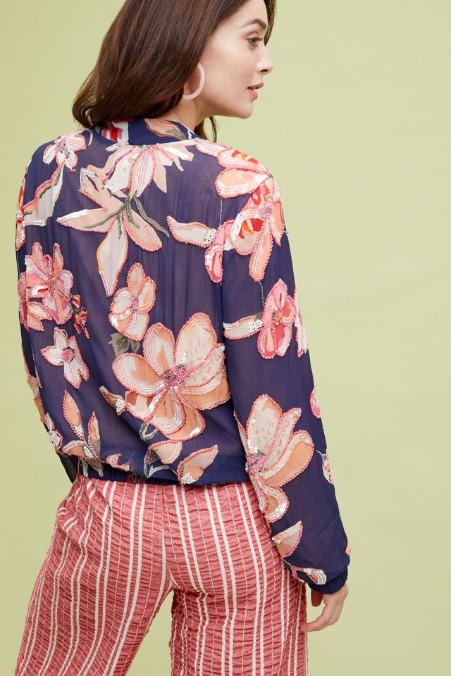 Embellished Floral Bomber Jacket #3