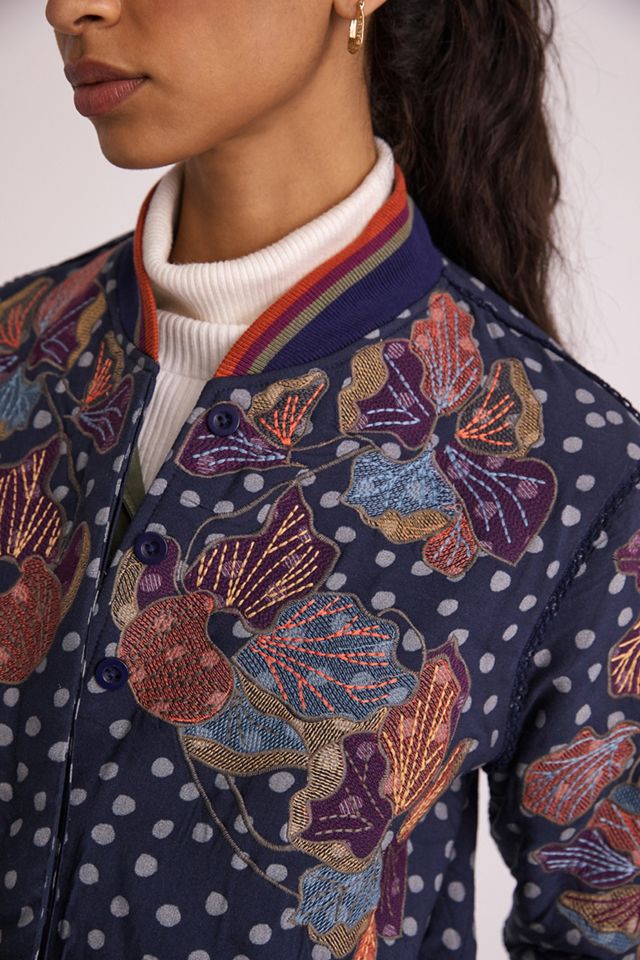 Floral Polka Dot Bomber Jacket #1