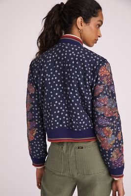 anthropologie floral bomber jacket