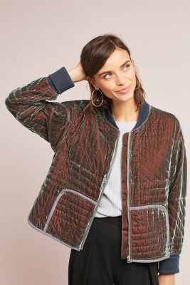 Velvet quilted hot sale jacket womens