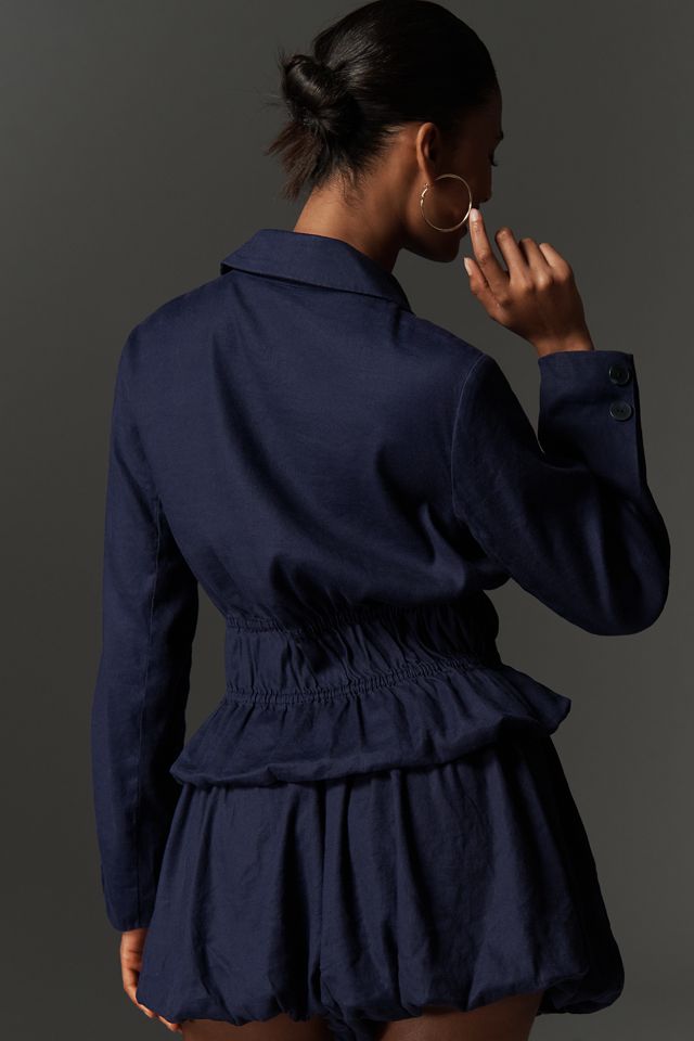 Maeve Ruched Linen Blend Blazer #1