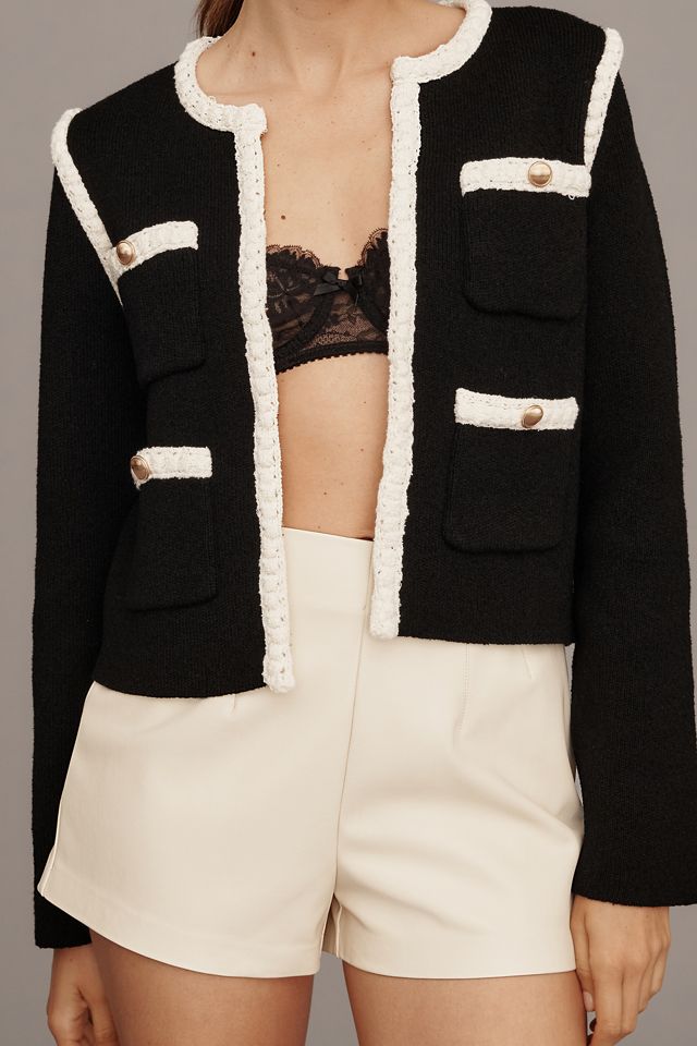 Maeve Collarless Tipped Knit Jacket #2