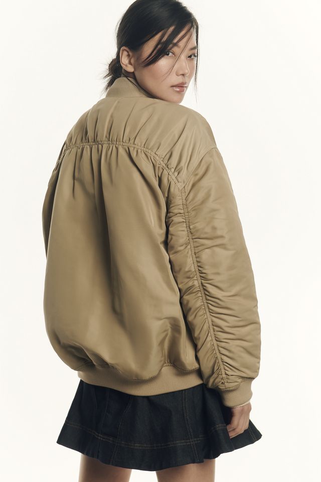 Grey Lab Ruched Bomber Jacket #1