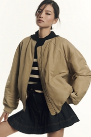 Grey Lab Ruched Bomber Jacket
