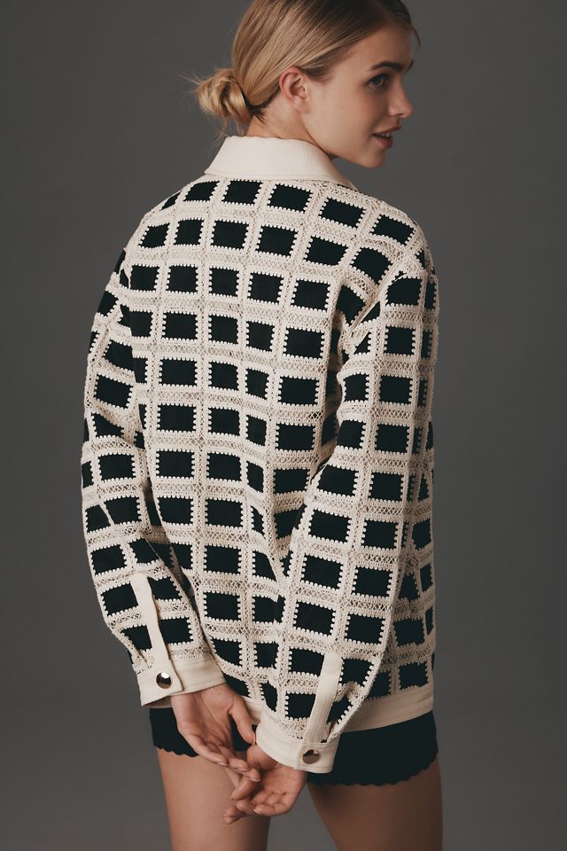 English Factory Oversized Crochet Shirt Jacket #1