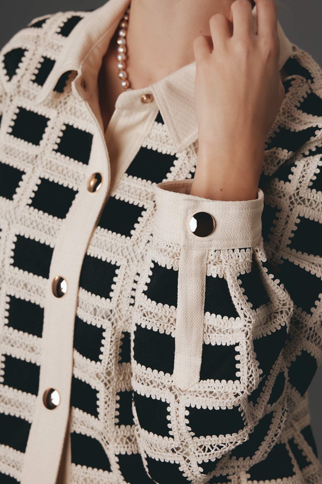 English Factory Oversized Crochet Shirt Jacket
