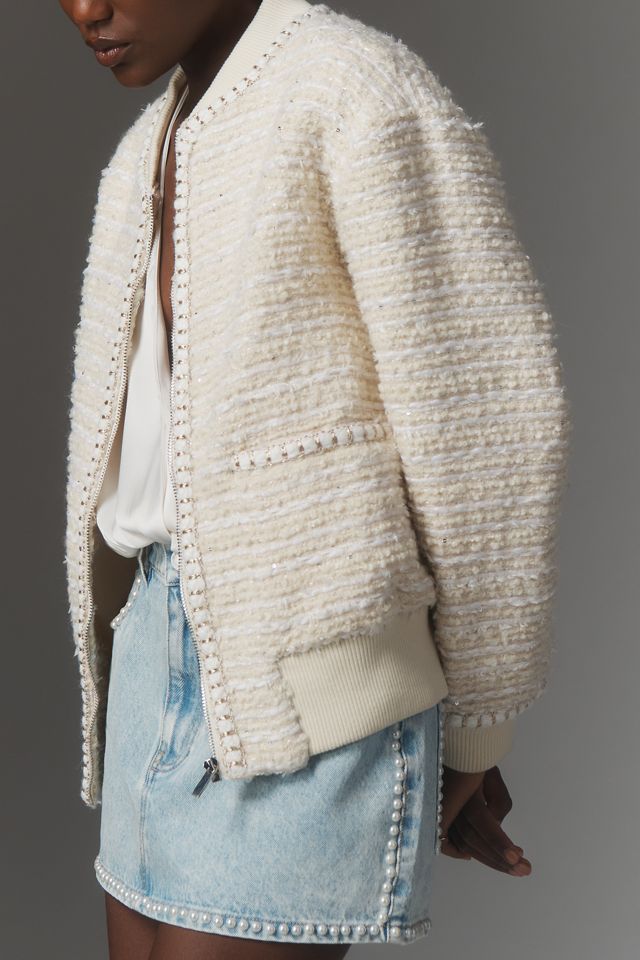 Endless Rose Wool Blend Tweed Bomber Jacket #1