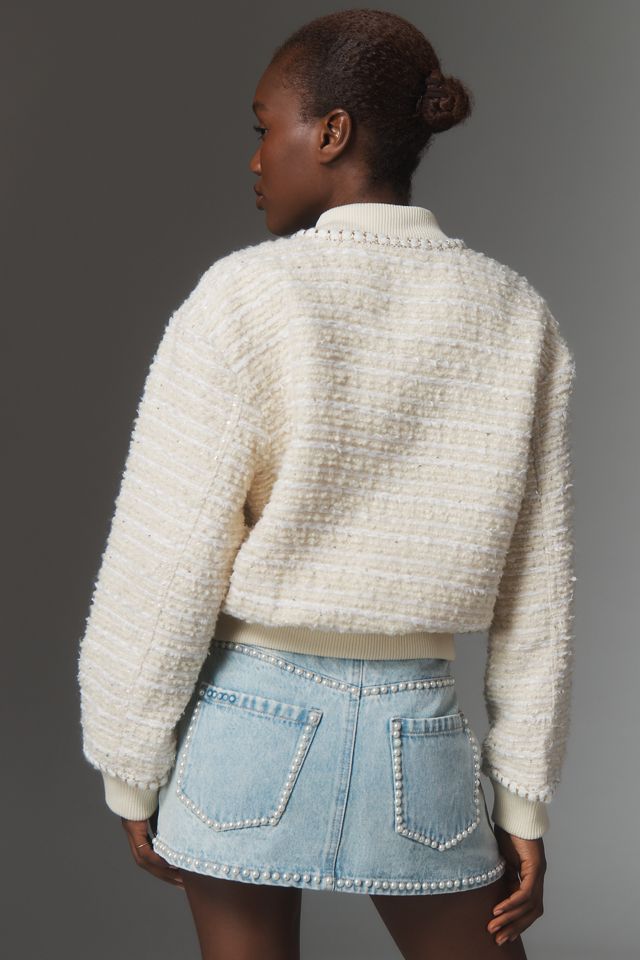 Endless Rose Wool Blend Tweed Bomber Jacket #3