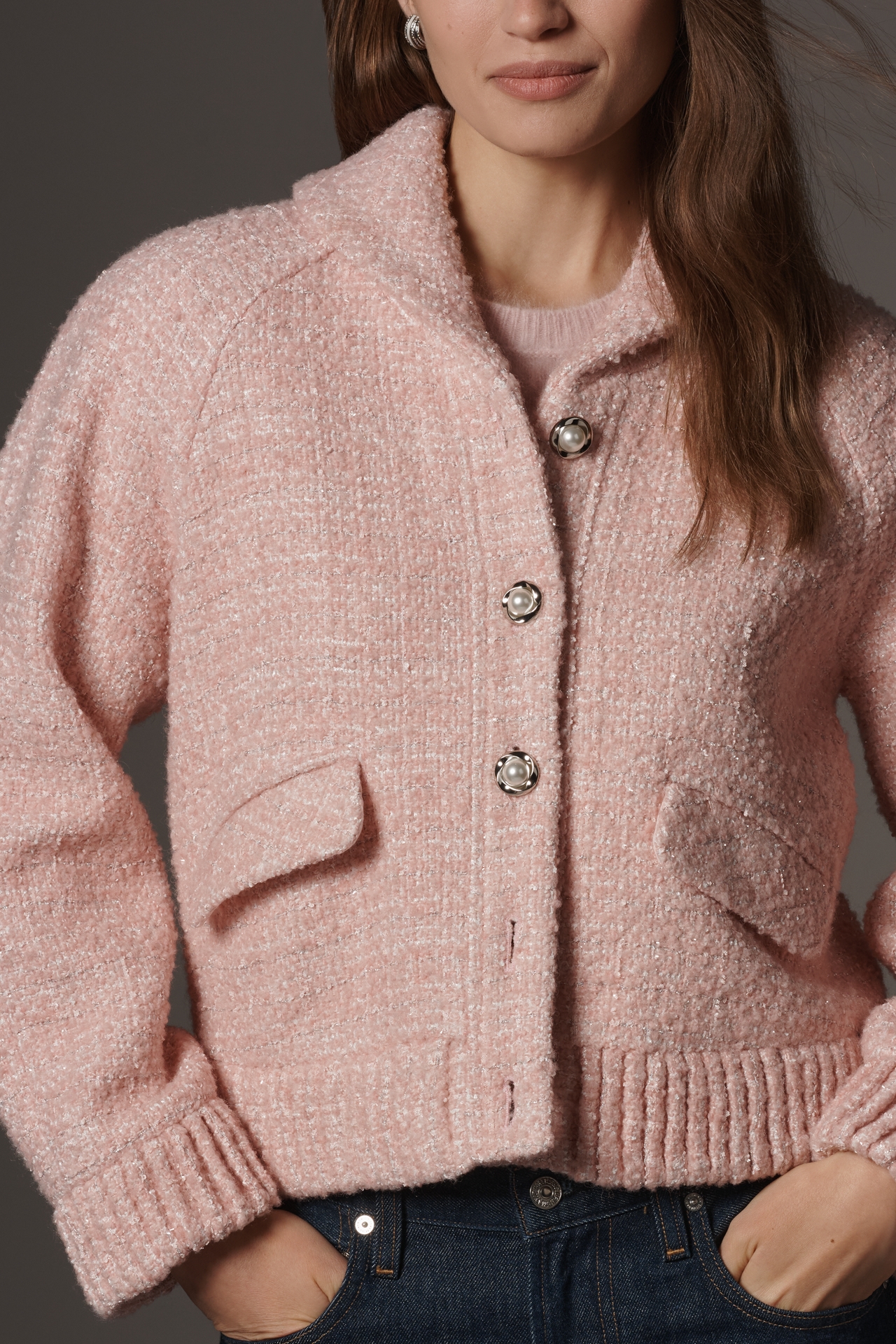 Endless Rose Collared Embellished Tweed Jacket