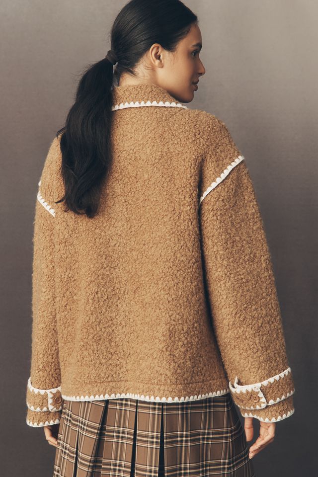 English Factory Whipstitch Sherpa Fleece Jacket #3