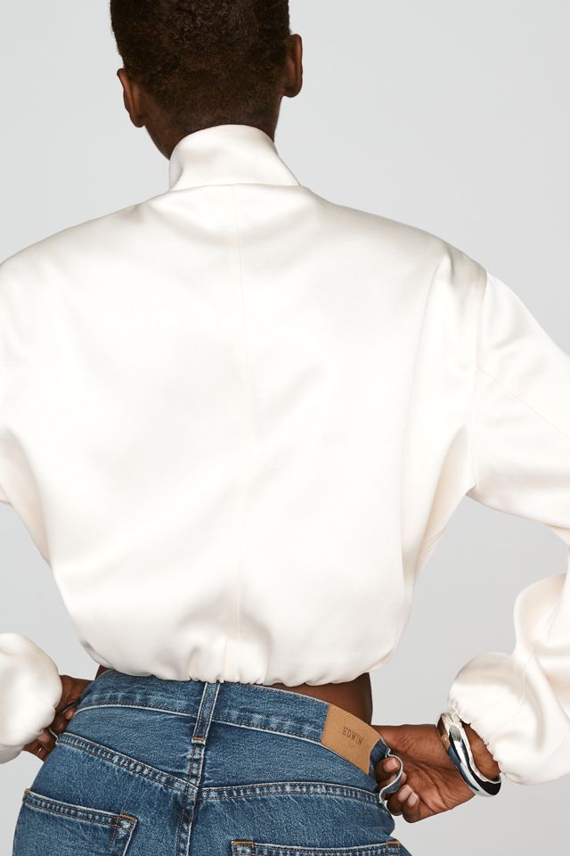 By Anthropologie Funnel-Neck Satin Jacket #2