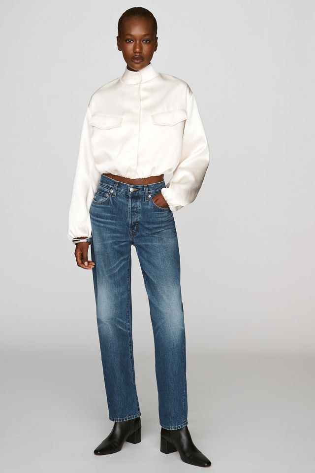 By Anthropologie Funnel-Neck Satin Jacket #3