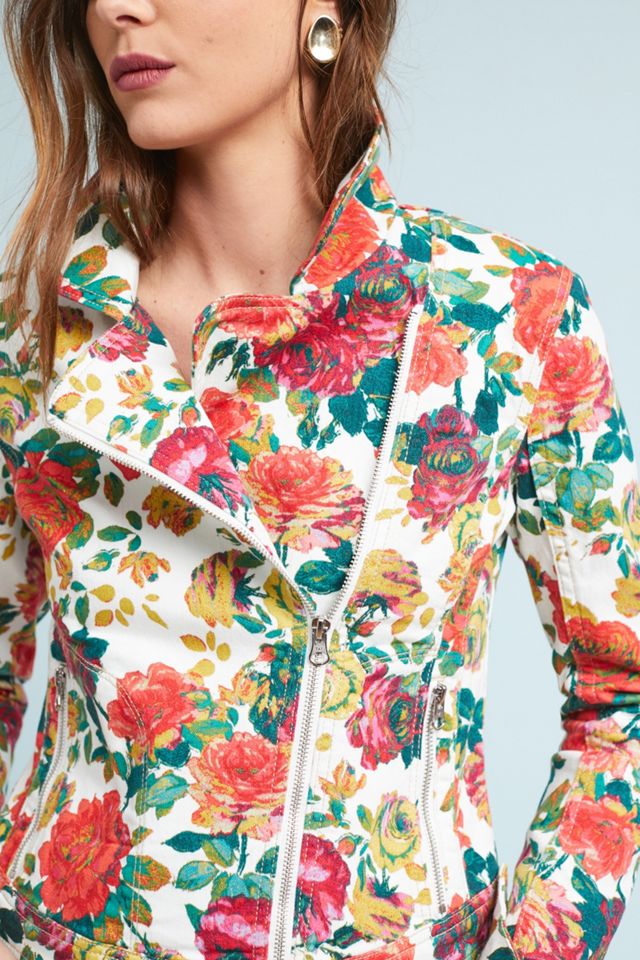 Pilcro Floral-Printed Moto Jacket #1