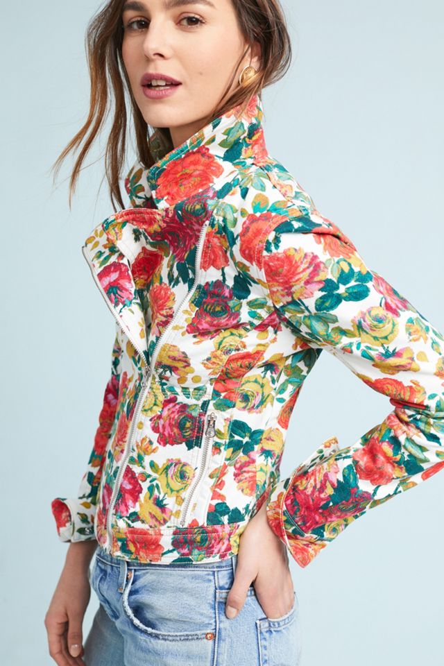 Pilcro Floral-Printed Moto Jacket #2