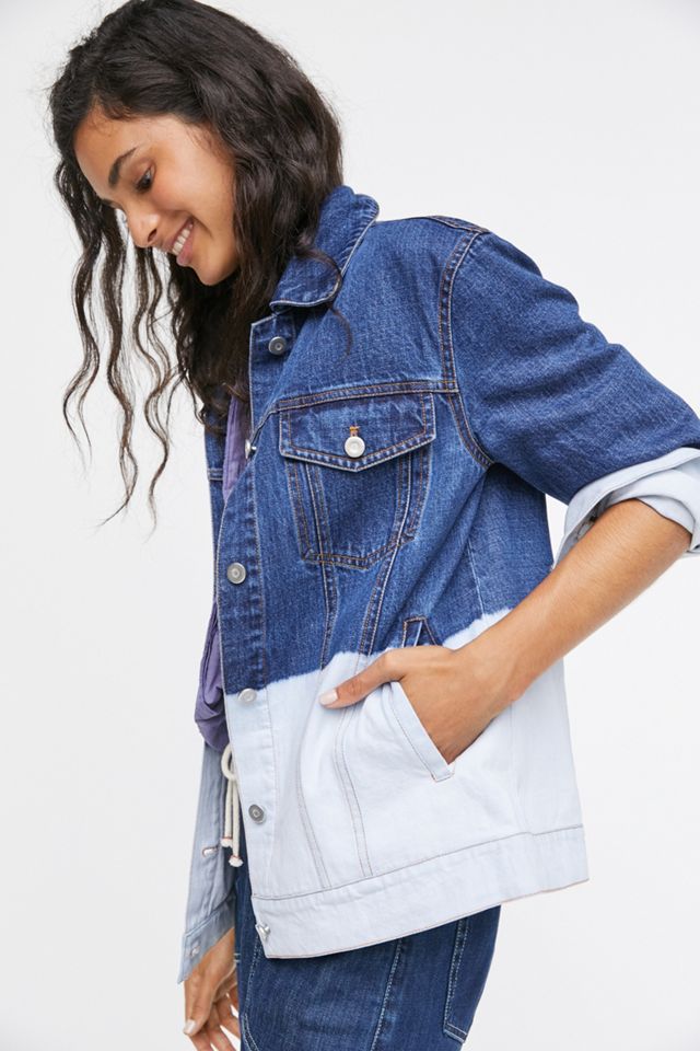 Evanna Dip-Dyed Denim Trucker Jacket #1
