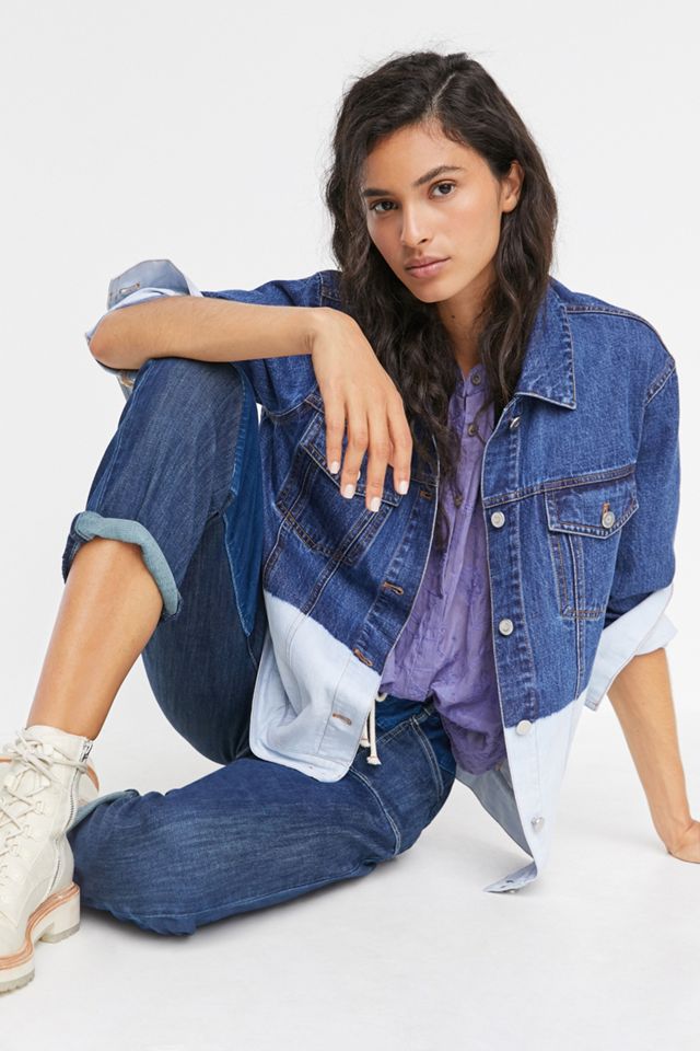 Evanna Dip-Dyed Denim Trucker Jacket #2