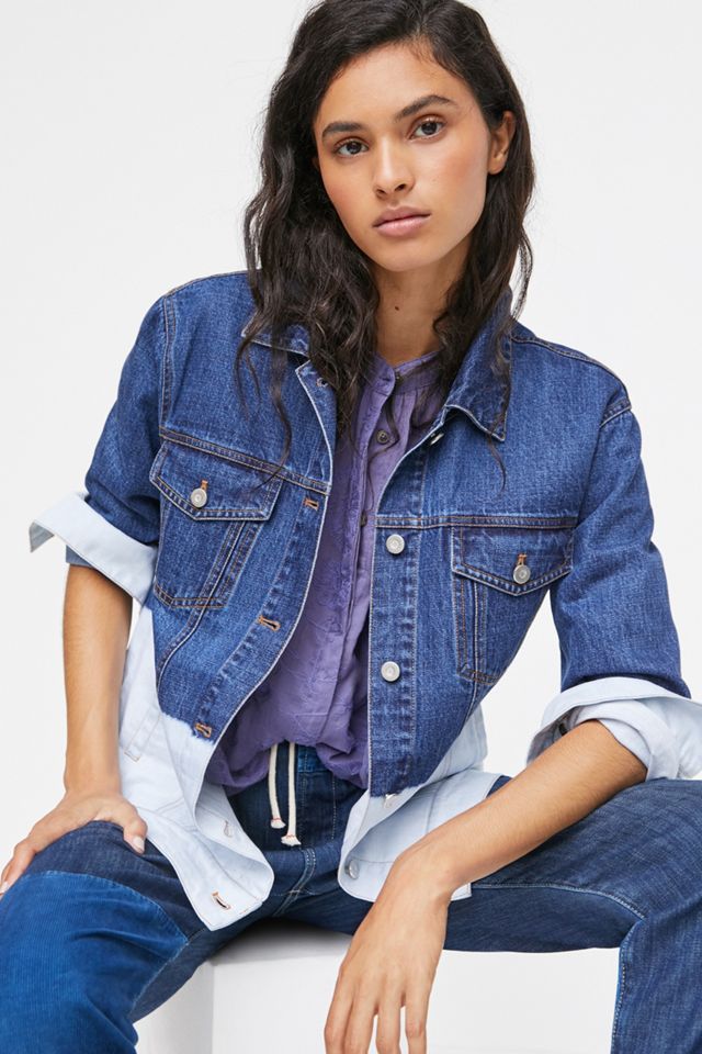 Evanna Dip-Dyed Denim Trucker Jacket | Anthropologie