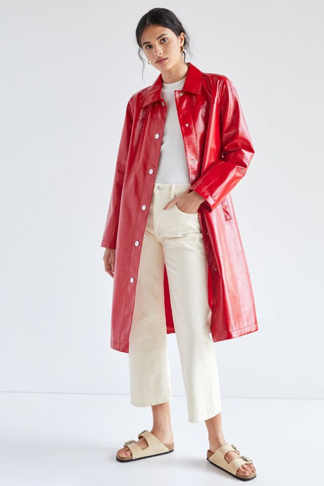 Cherry Faux Leather Trench Coat #3