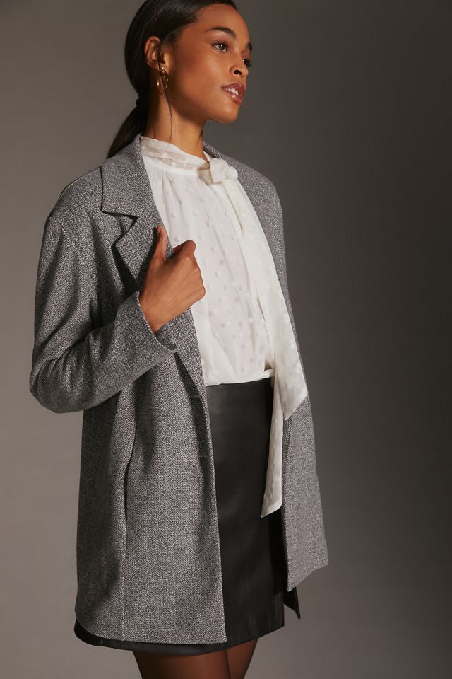 Avec Les Filles Longline Plaid Blazer #1