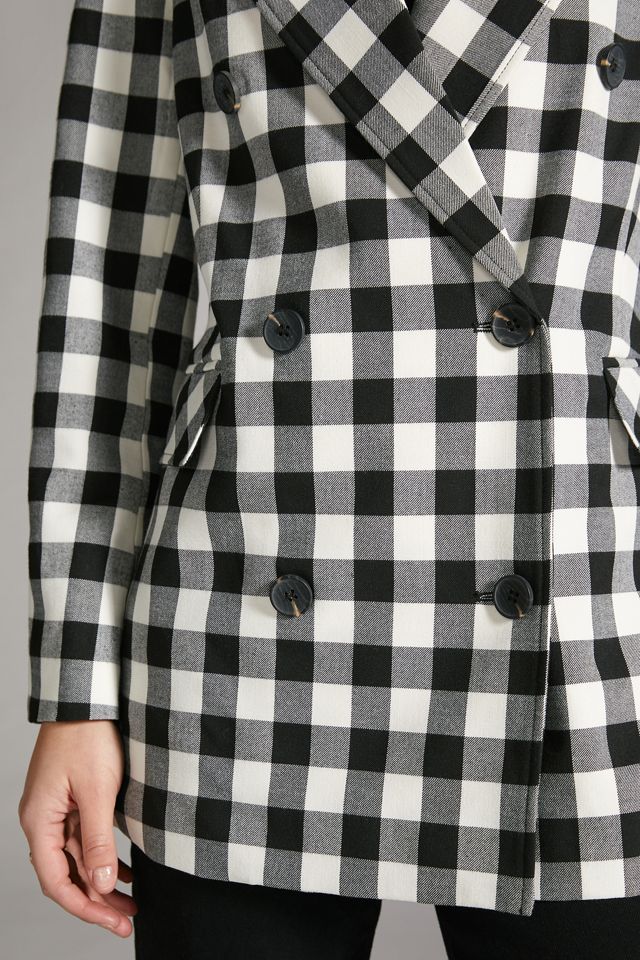 Double-Breasted Gingham Blazer #1
