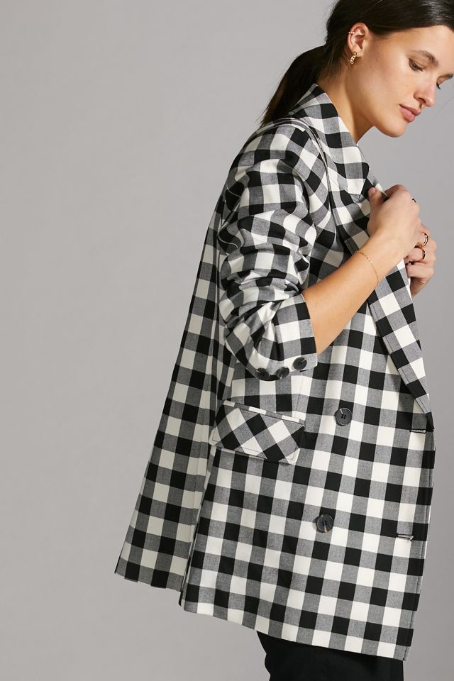 Double-Breasted Gingham Blazer #3