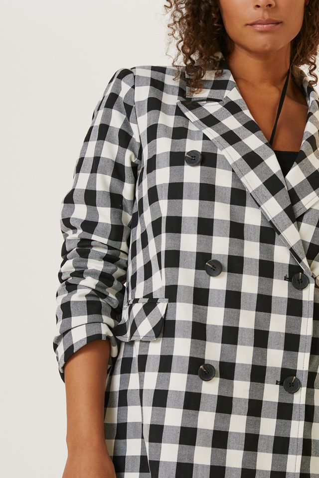 Double-Breasted Gingham Blazer #6