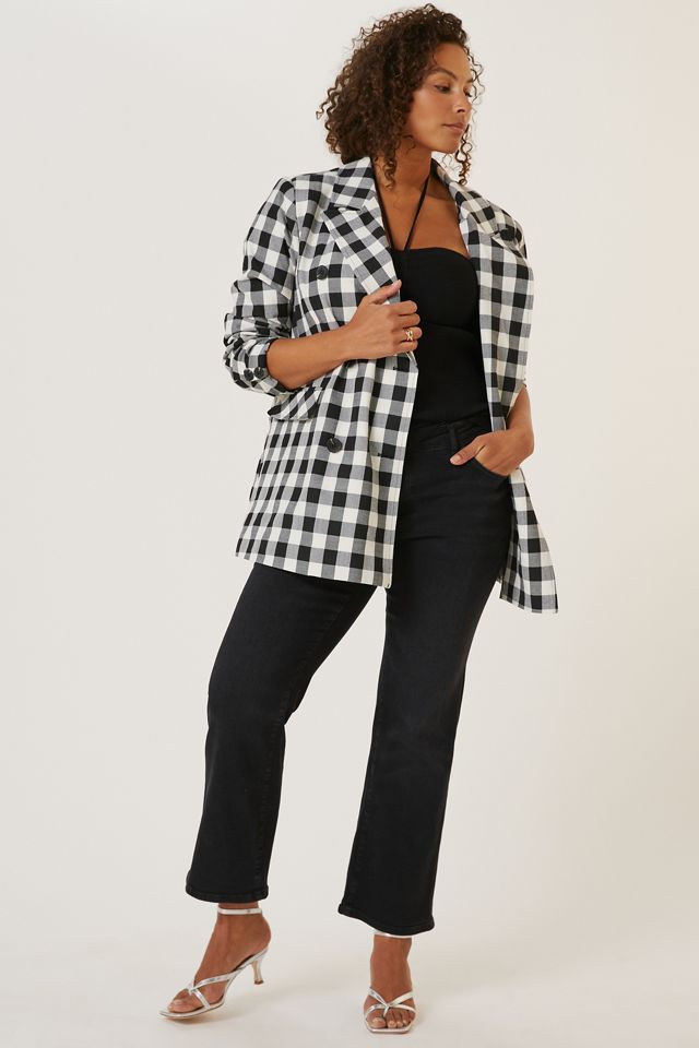 Double-Breasted Gingham Blazer #5