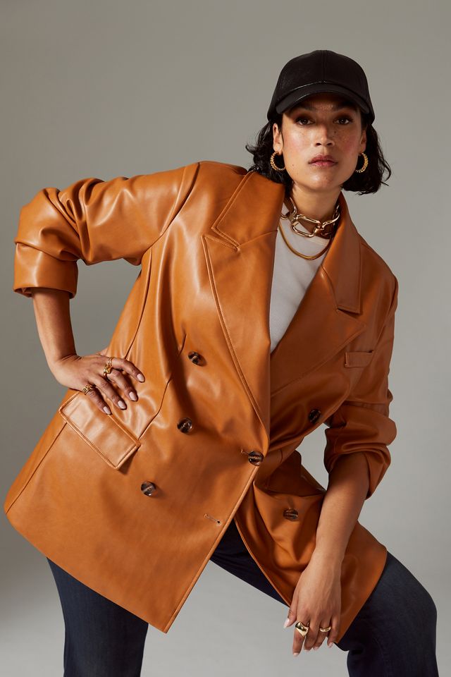 Avec Les Filles Faux Leather Blazer #2