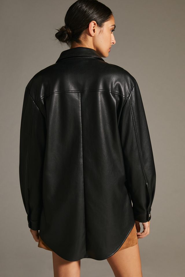 Avec Les Filles Oversized Faux Leather Shirt Jacket | Anthropologie