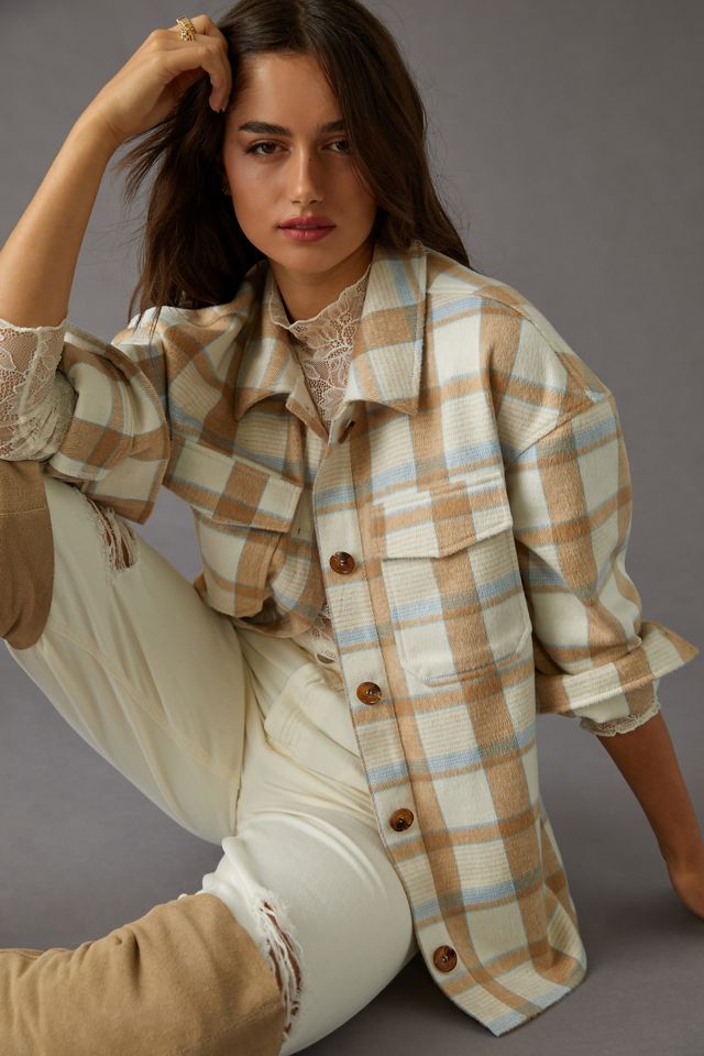 Avec Les Filles Boxy Plaid Shirt Jacket