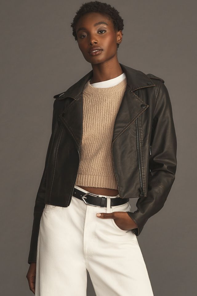 Anthropologie leather outlet jacket