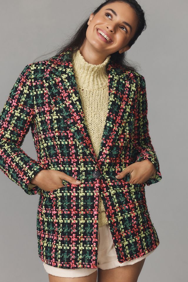Avec Les Filles Neon Tweed Blazer #1