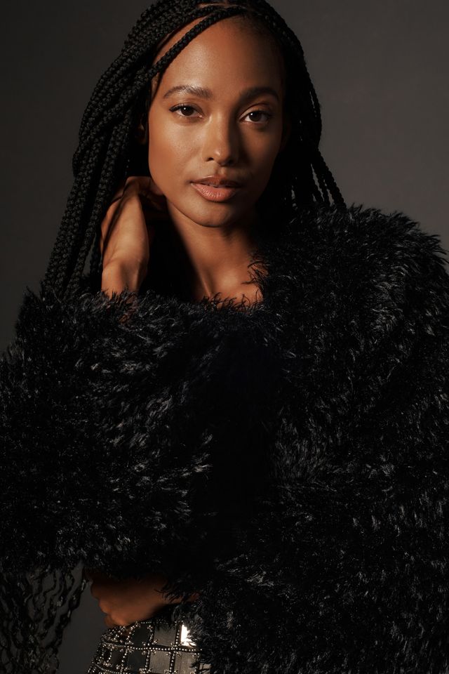 Avec Les Filles Cropped Furry Bolero Jacket #4