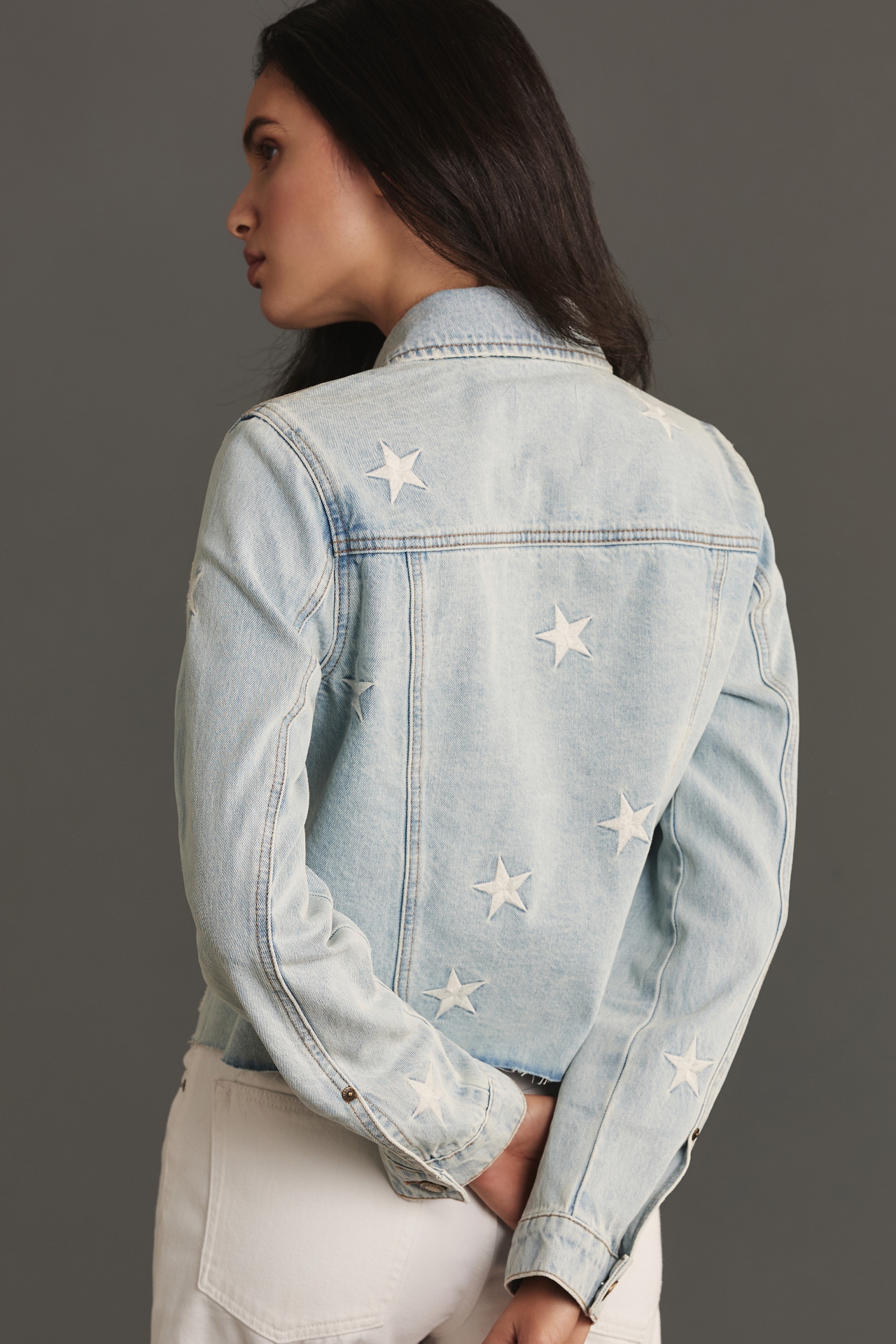 Avec Les Filles Star Embroidered Denim Jacket