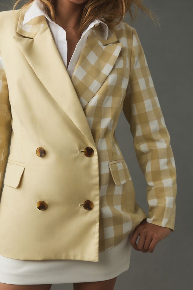 Avec Les Filles Mixed Gingham Blazer #2