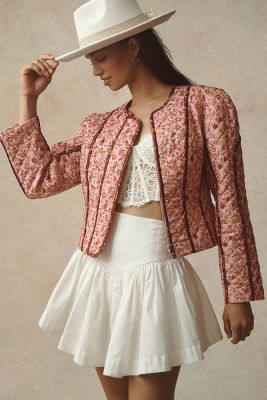 Shop Avec Les Filles Floral Jacket In Pink