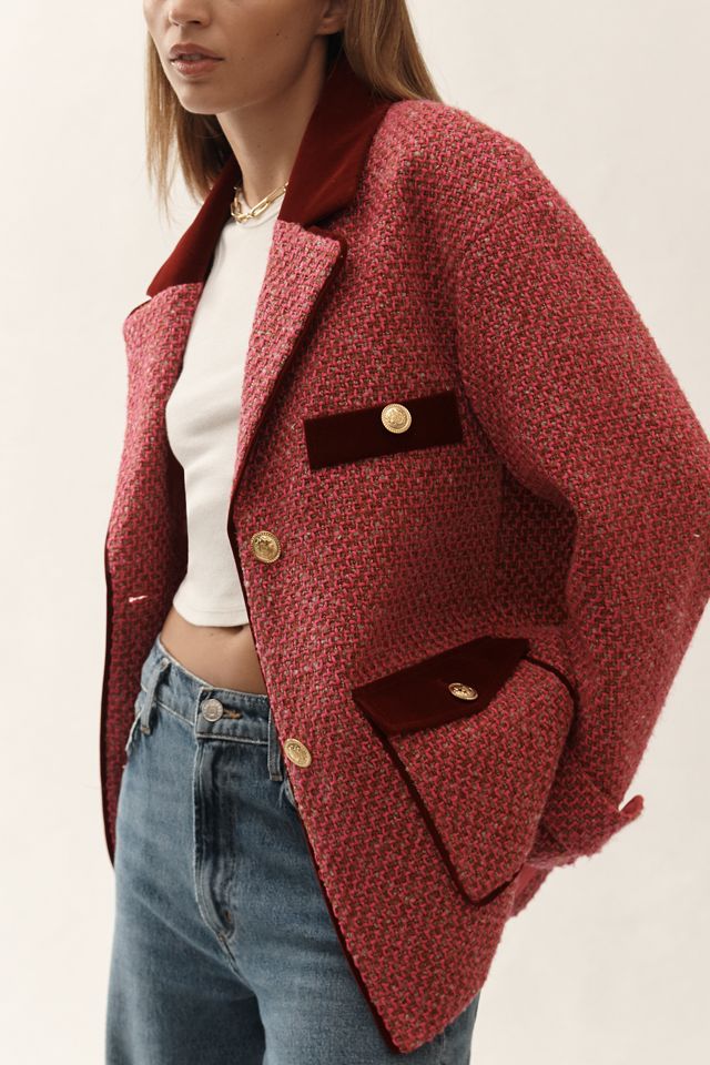 Avec Les Filles Velvet Trim Blazer #2
