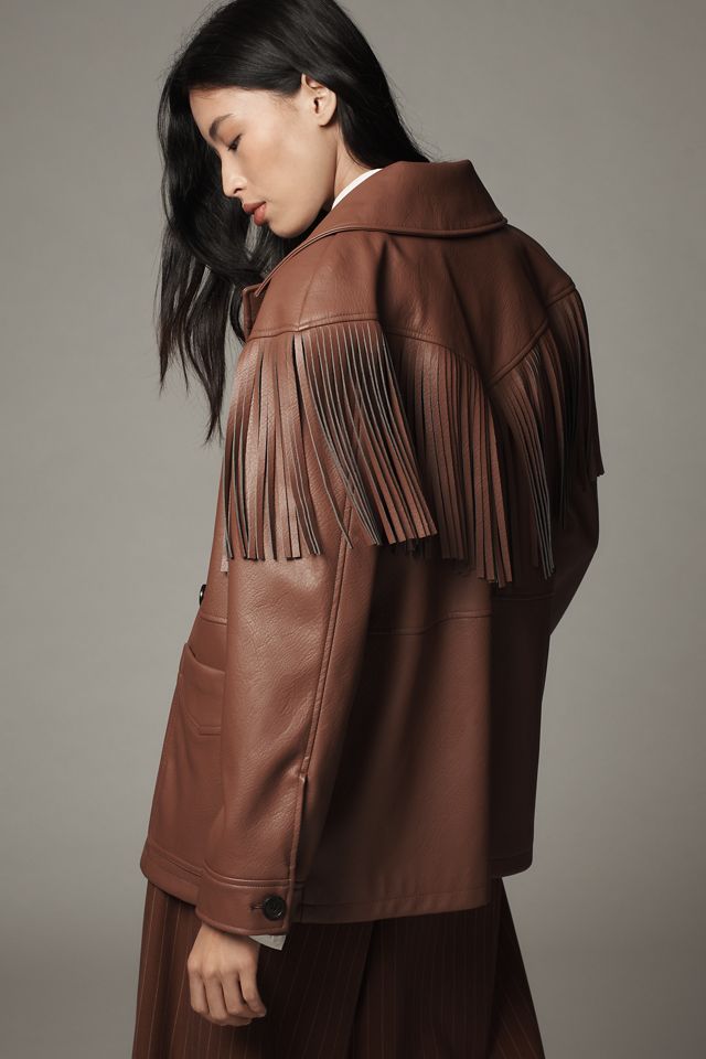 Avec Les Filles Fringe Faux-Leather Shacket #1