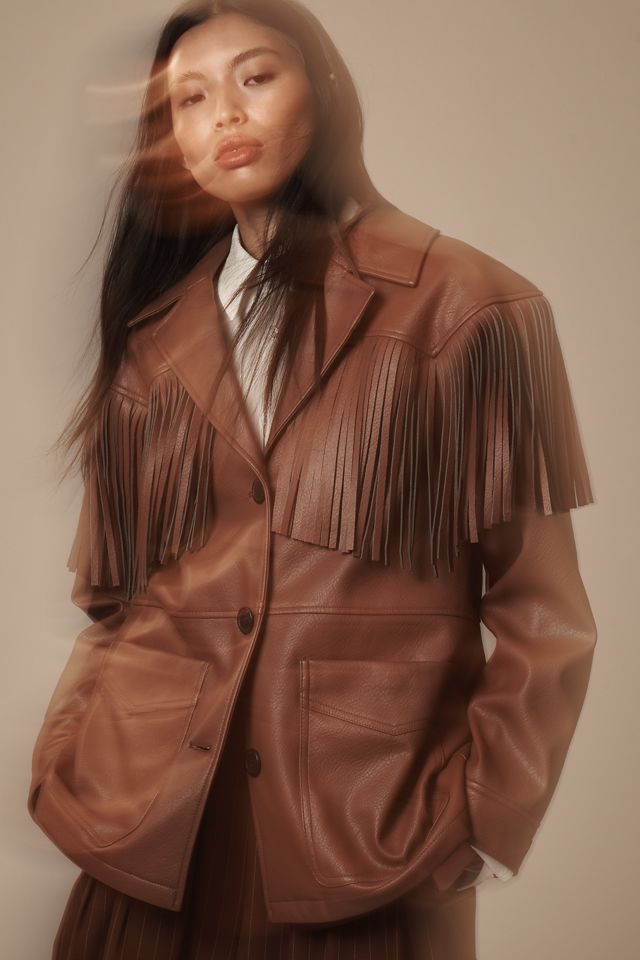 Avec Les Filles Fringe Faux-Leather Shacket #2