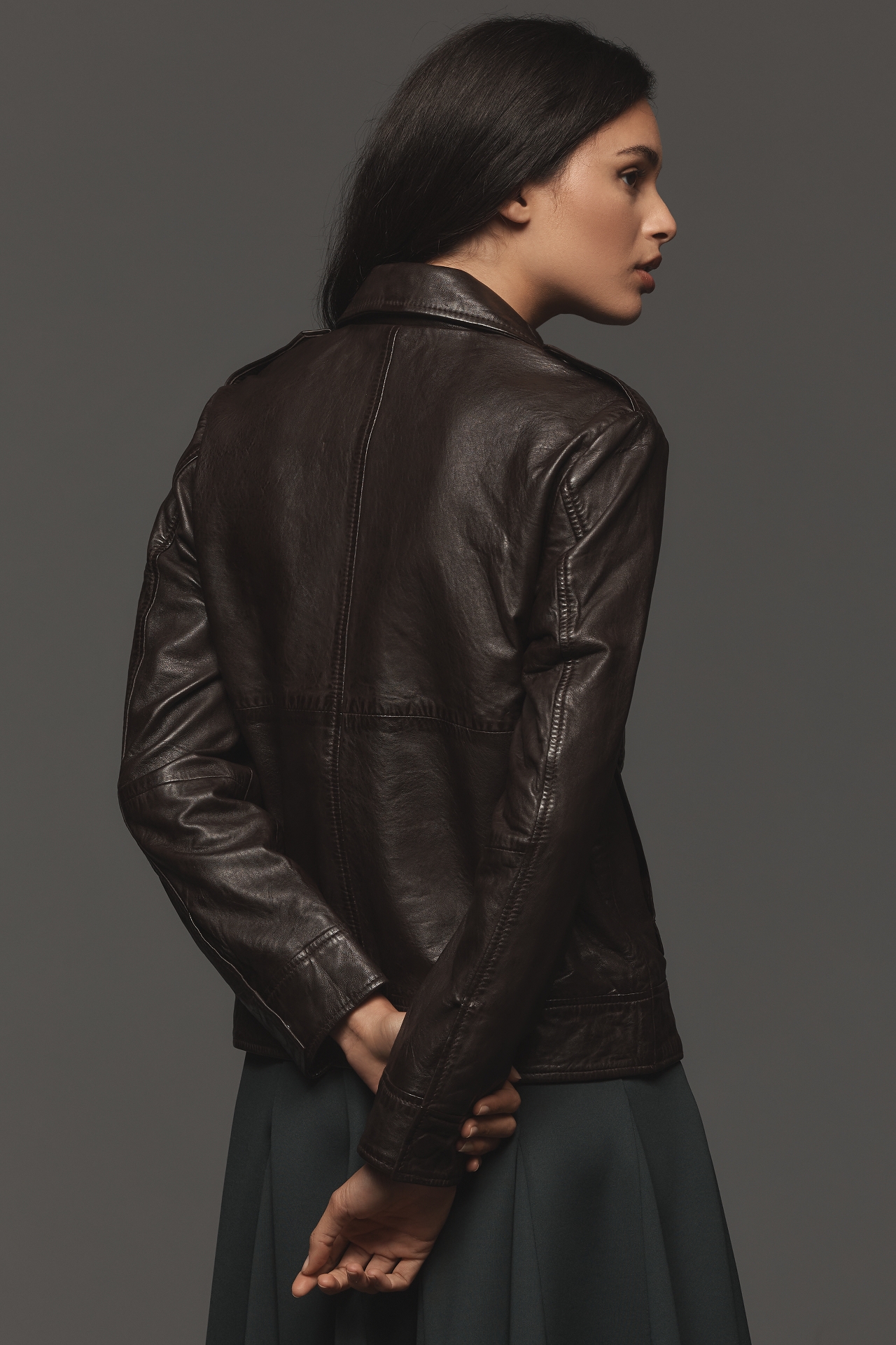 Avec Les Filles Leather Zip-Front Jacket