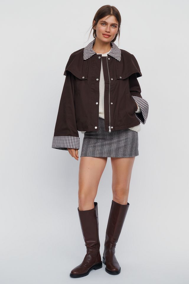 Avec Les Filles Gingham Trim Cape Jacket #2