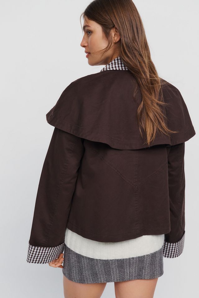 Avec Les Filles Gingham Trim Cape Jacket #3